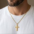 Cadena Figaro Hombre + Dije Cruz Padre Nuestro