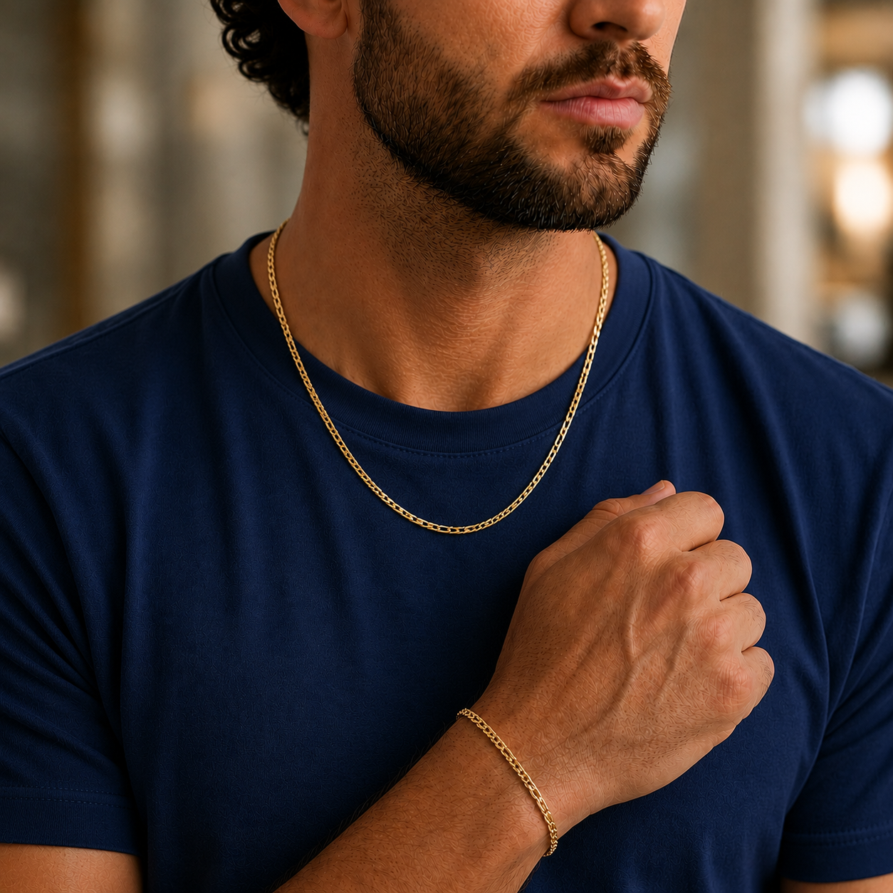 Combo Cadena + Pulsera Figaro Hombre